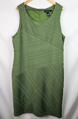 Ashley Stewart Women's Dress Plus Size 22 Green Ribbe Sleeveless Pencil Dress