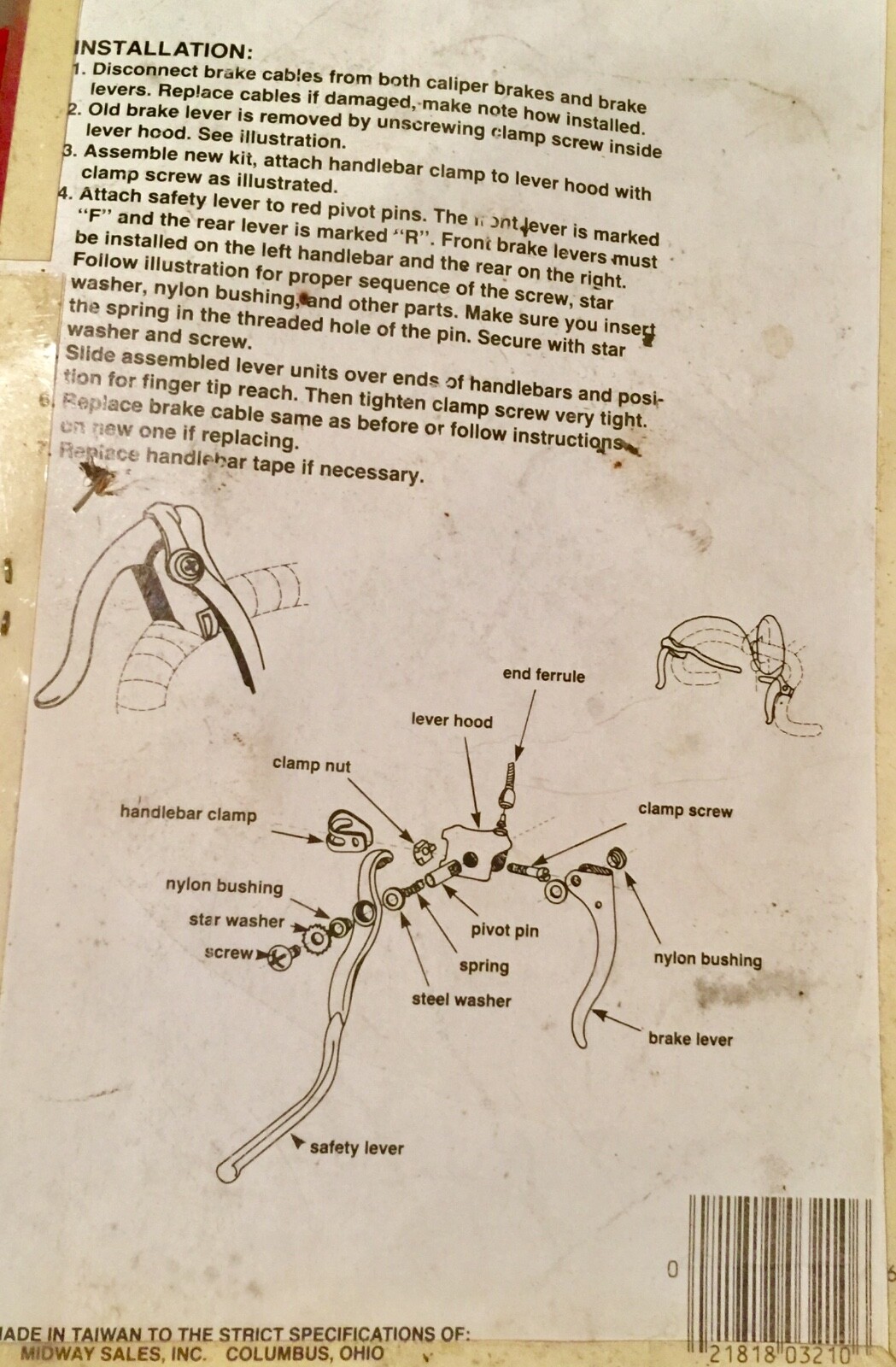 Vintage BIKEWAY 10 Speed Bicycle Brake Lever Set Kit NOS  Schwinn Columbia NICE