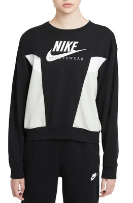 

Женская толстовка с круглым вырезом Nike Black/Grey Heather Sportswear Heritage —