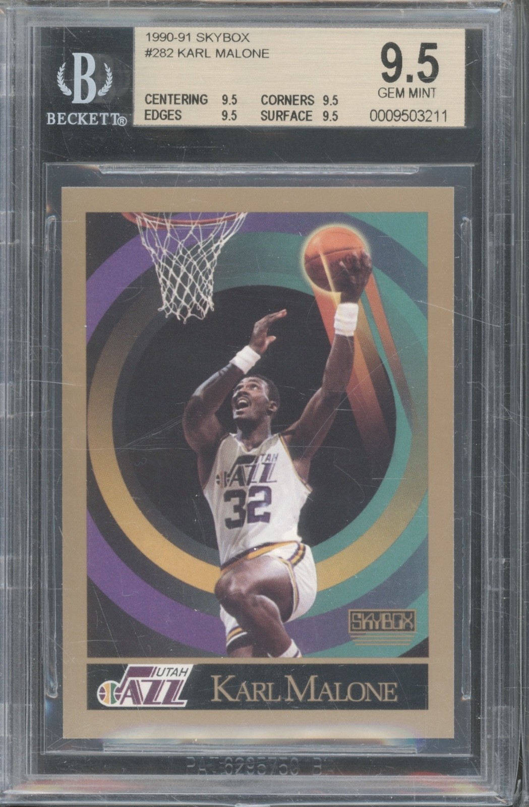 1990 Skybox Basketball #282 Karl Malone Gem Mint BGS 9.5