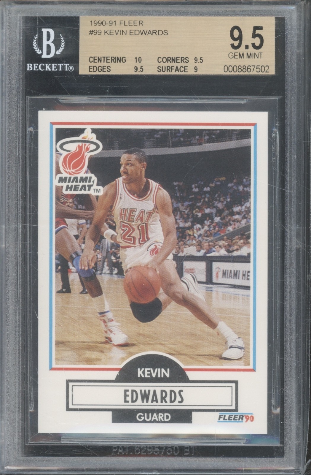 1990 Fleer Basketball #99 Kevin Edwards Gem Mint BGS 9.5 Cracked Case