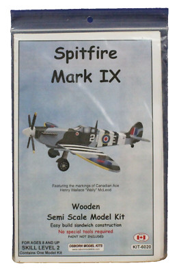 Osborn 6020 Spitfire Mark IX  Laser Cut Wood Model Kit 1:66 NIB Canada