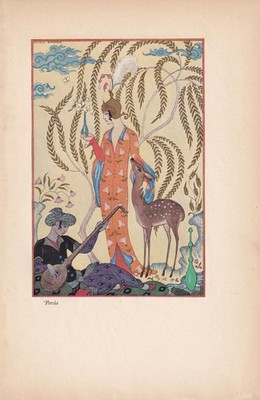 1928 PERFUME by GEORGE BARBIER Print - Art Deco Wall Art - 6.4 x 9.75 Inches