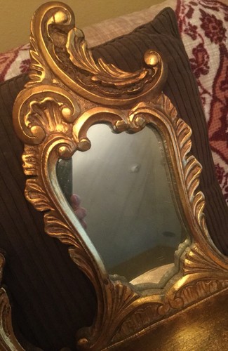 Antique Vintage Wooden Victorian Wall Mirrors With Shelf Ornate Gold Vertical