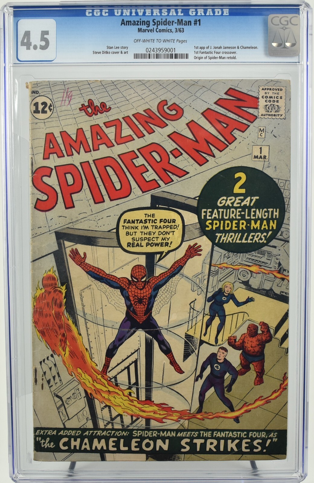 Amazing Spider-Man #1 CGC Graded 4.5 (1963) 1st Fantastic