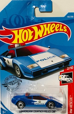 hot wheels lamborghini countach police car blue