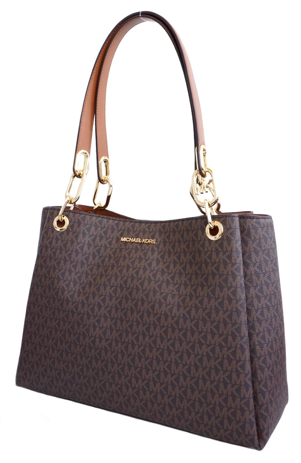 Женская сумка Michael Kors Сумочка Trisha LG с тройной ластовицей на плече Коричневая Новая