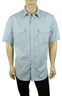 NEW PERRY ELLIS PRINCIPLES SHORT SLEEVE TEXTURED PLAID BLUE BUTTON FRONT SHIRT