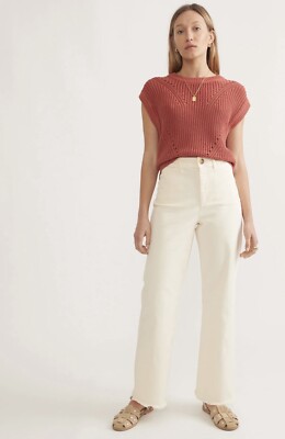 NWOT Marine Layer Bridget High Waist Straight Leg Pants Cream | Women s Size 12