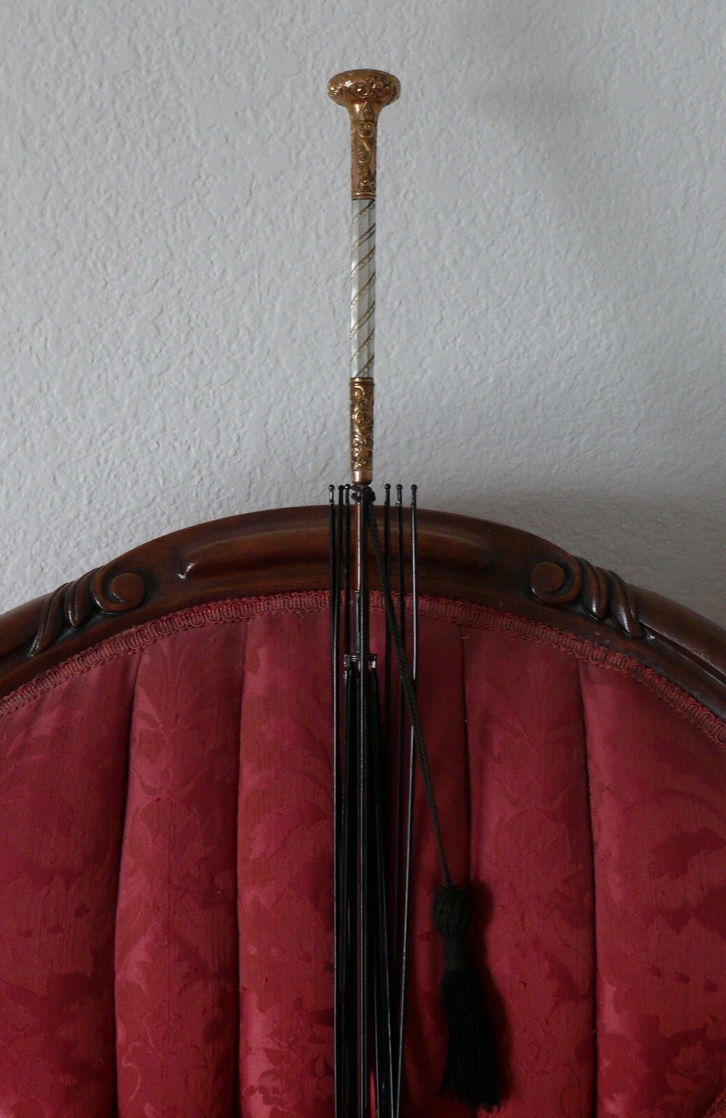 Gorgeous 1890`s victorian Parasol Frame with Handle K&H Marked  Mother of Pearl