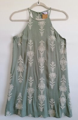 Francescas Women's Green Floral Dress Embroidered Size XS New With Tags