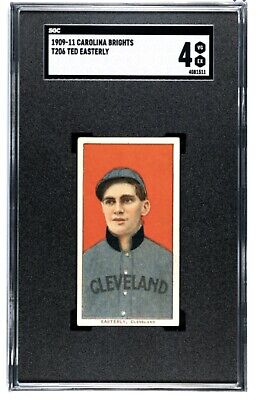 1909-11 T206 Ted Easterly (Cleveland) CAROLINA BRIGHTS ad back SGC 4 VG-EX