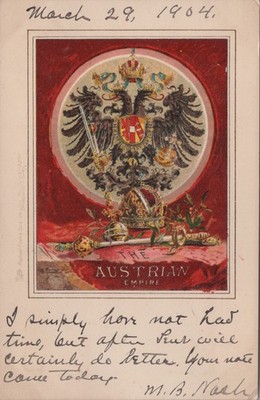 Austrian Empire Coat of Arms Raphael Tuck Heraldic Postcard 1904 UDB
