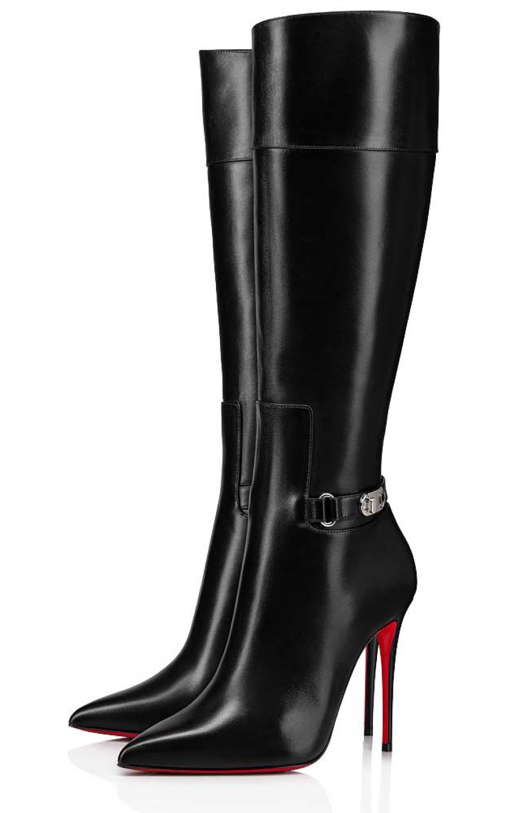 Christian Louboutin Boot Black Cate Flat Knee High Chain Detail 39 / 9 –  Mightychic