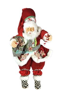 MacKenzie Childs Candy Cottage Gingerbread Santa 16'' Figurine New No Box