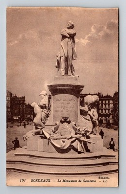 France- Bordeaux Monument To Leon Gambetta Old PC Postal Card Vintage Postcard