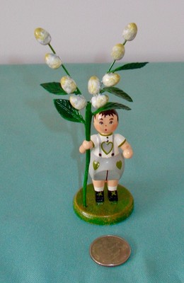 New Erzgebirge Alpine Flower Boy Holding Pussy Willow Branches FRIEDENSBRUCKE