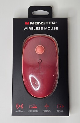 Monster Wireless Mouse Silent Clicks Compact Light Portable 2.4G Connectivity 
