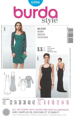 Burda 6994 Illusion Bolero Cocktailkleid oder ruckenloses Abendkleid Gr. 6 16 UNGESCHNITTEN eBay