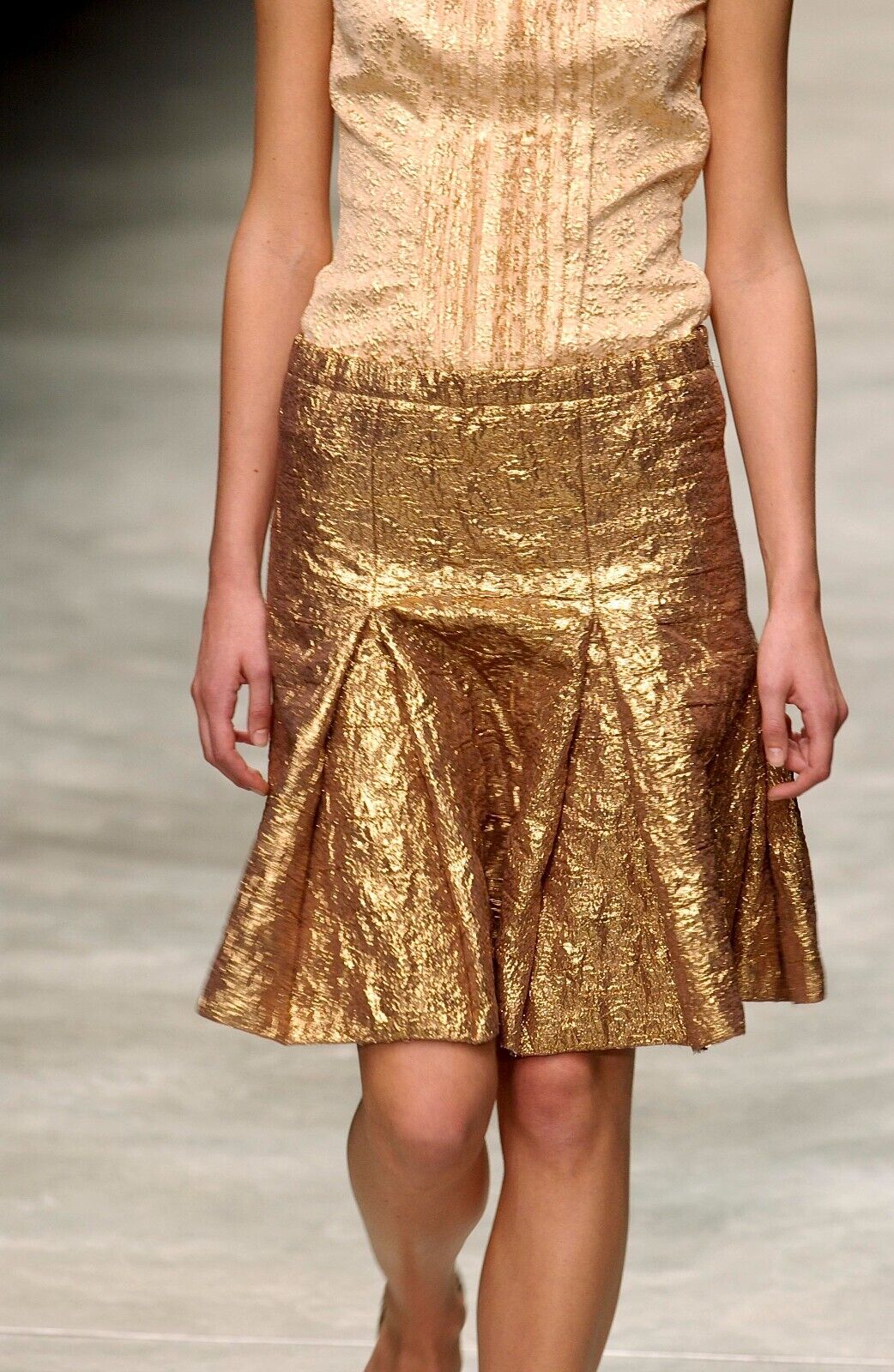 Prada Vintage Archive Spring 2002 Gold Brocade Lamé Pleat Prada Vintage Archive Spring 2002 Gold Brocade Lamé Pleat
