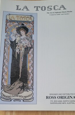 ROSS ORIGINALS  - Counted Cross Stitch Chart - LA TOSCA (based on Mucha art)