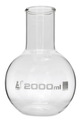 Eisco Labs 2000ml Boiling Flask, Wide Neck, Flat Bottom - Borosilicate Glass