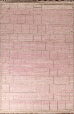 Pink Moroccan Wool Area Rug 9x13 Handmade Checked Living Room Carpet