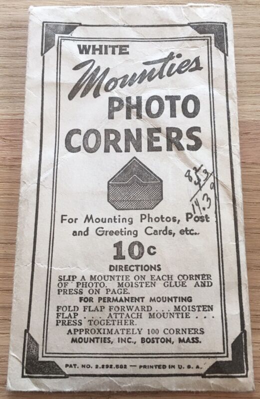 White Mounties Photo Corners, Vintage Boston, MA, Open Pack