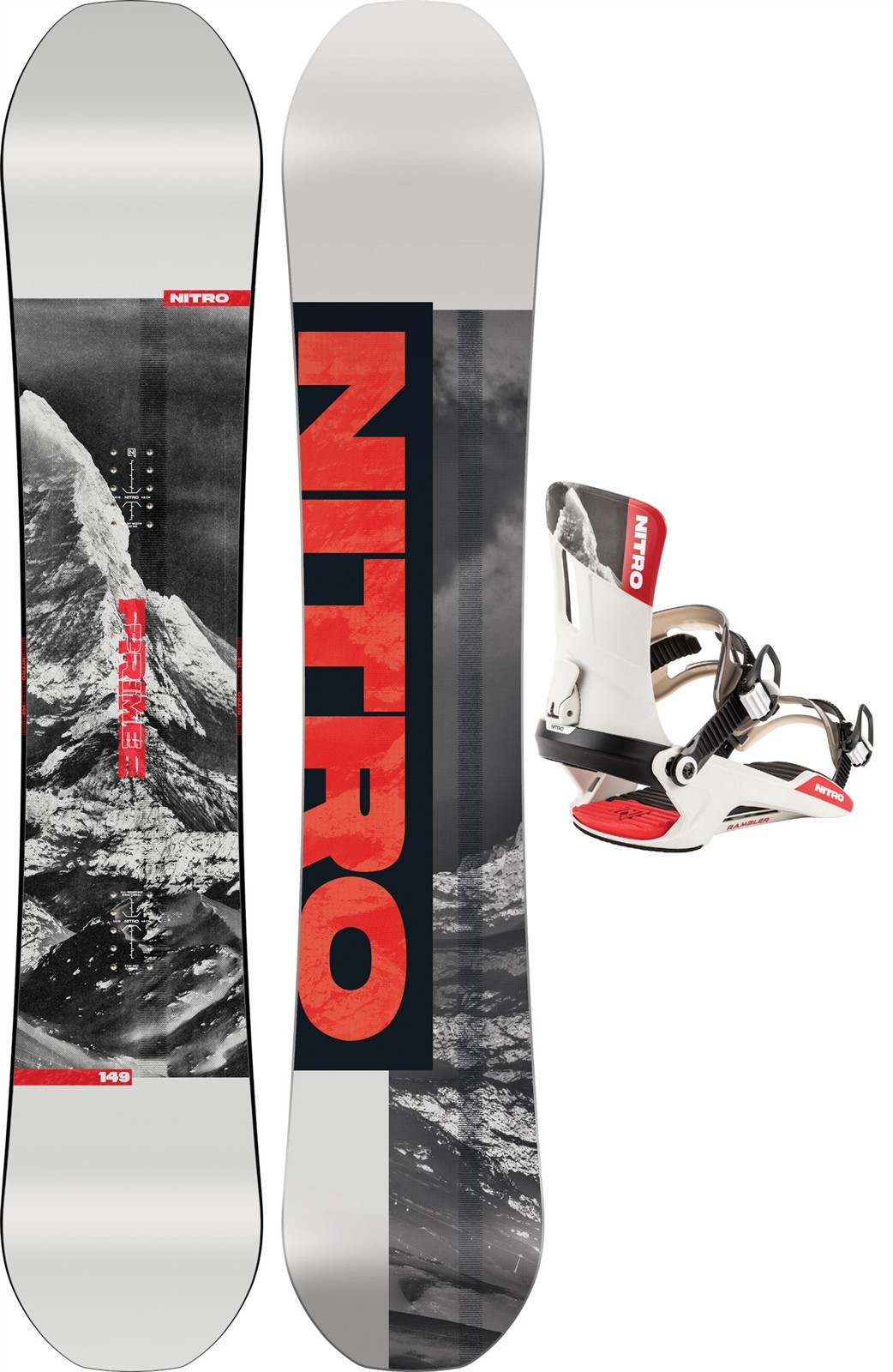 Nitro Prime Raw Men's Snowboard 149 cm + Nitro Rambler