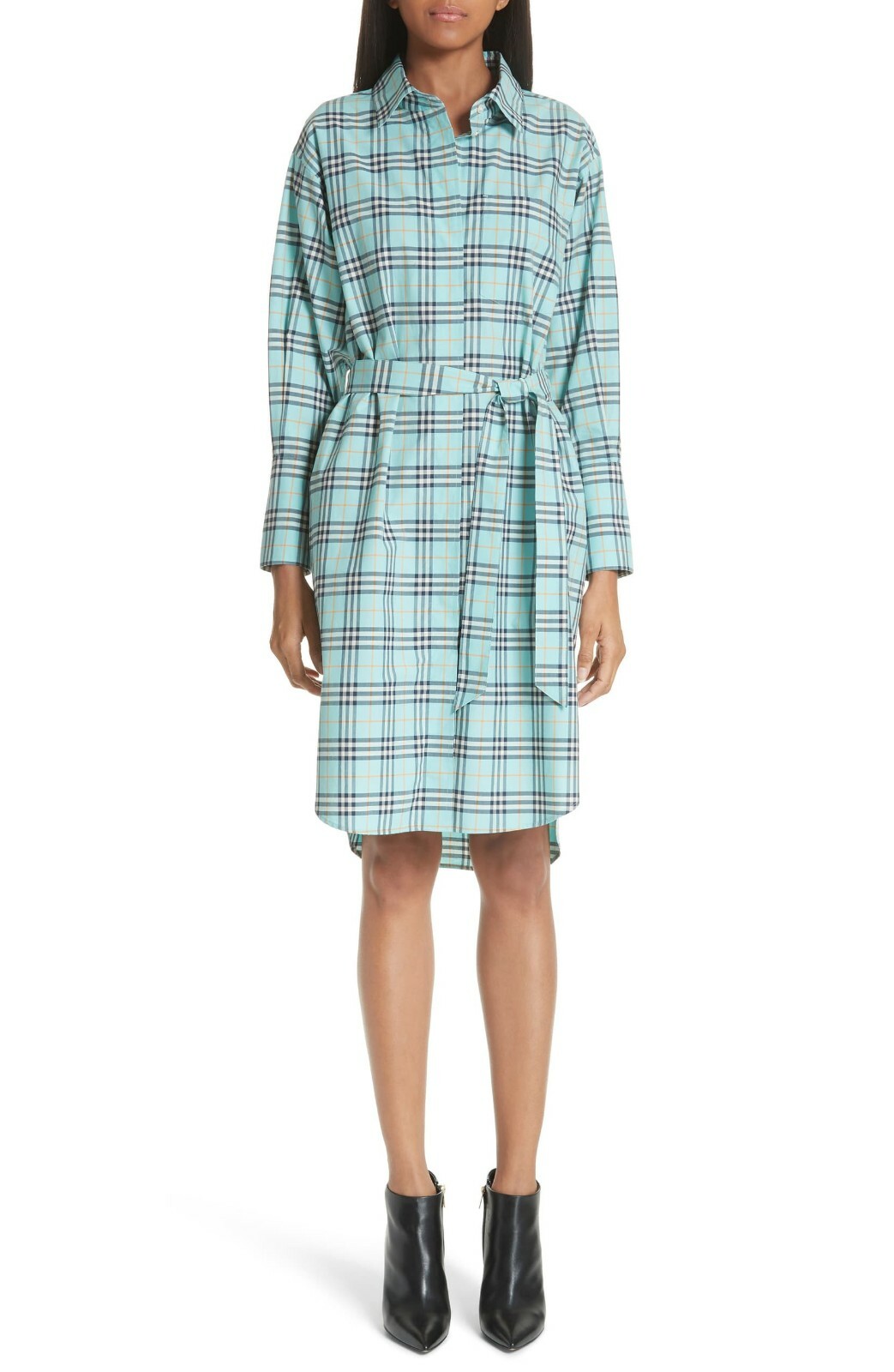 お買い得！！★ バーバリー ★ Isottoドレス BURBERRY ISOTTO TARTAN BLUE CHECK COTTON BELTED DRESS US 8