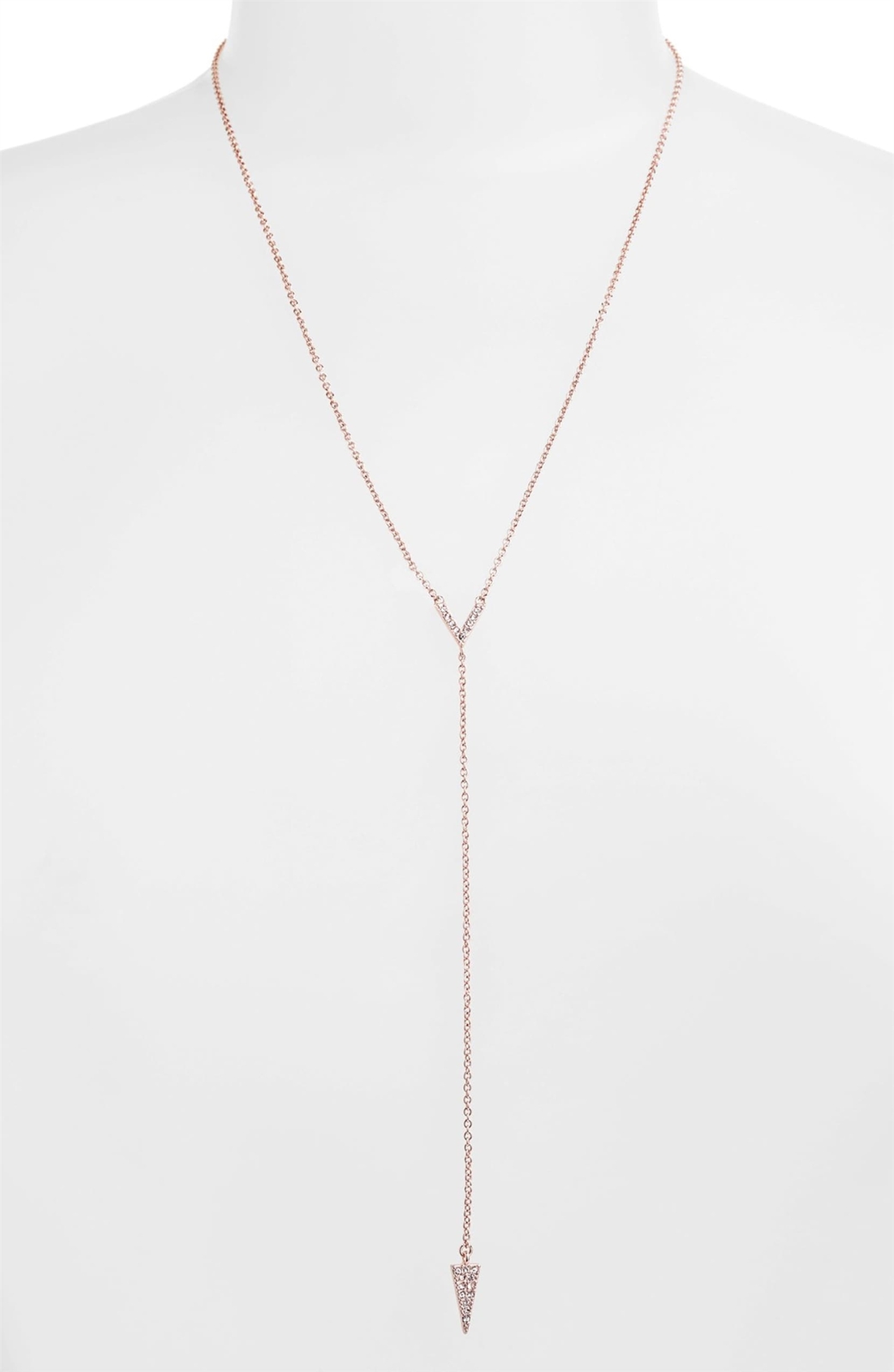 Rebecca Minkoff Womens 'Jewel Box' V Charm Y-Necklace Rose Gold