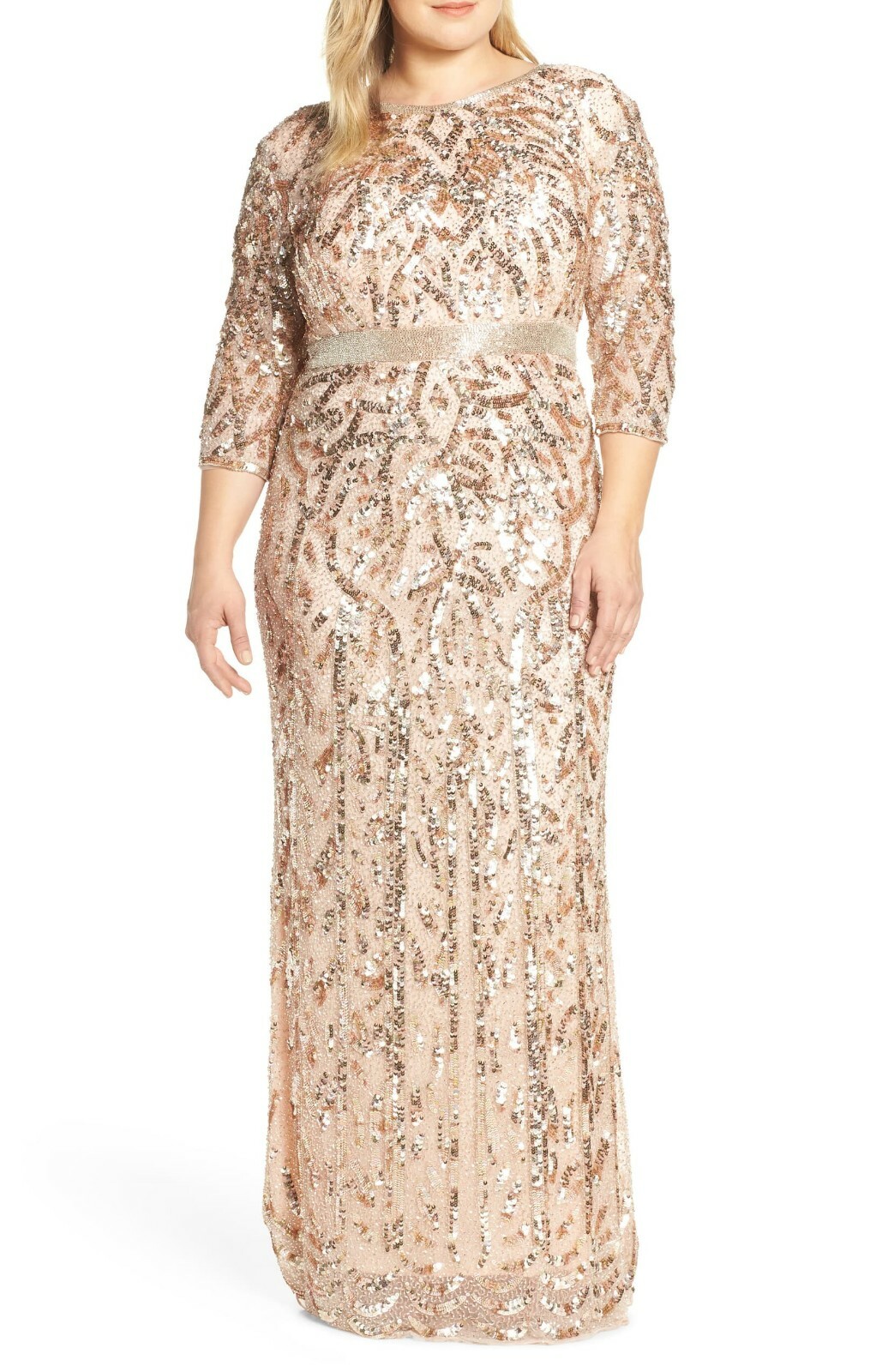 

НОВЫЙ MAC DUGGAL 4857F вечернее платье розового золота, украшенное бисером и пайетками, с V-образным вырезом на спине, Multicolor, 4857F
