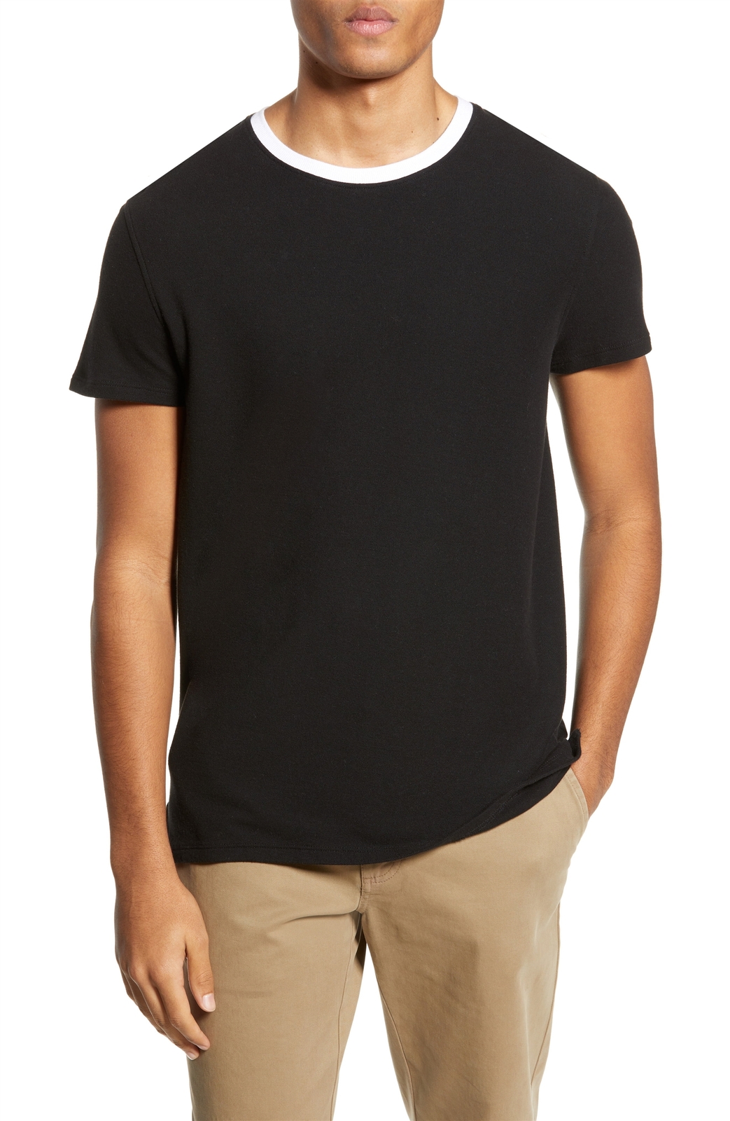 Atm Anthony Thomas Melillo 257832 Mens Pique Ringer T-Shirt Black Size Small
