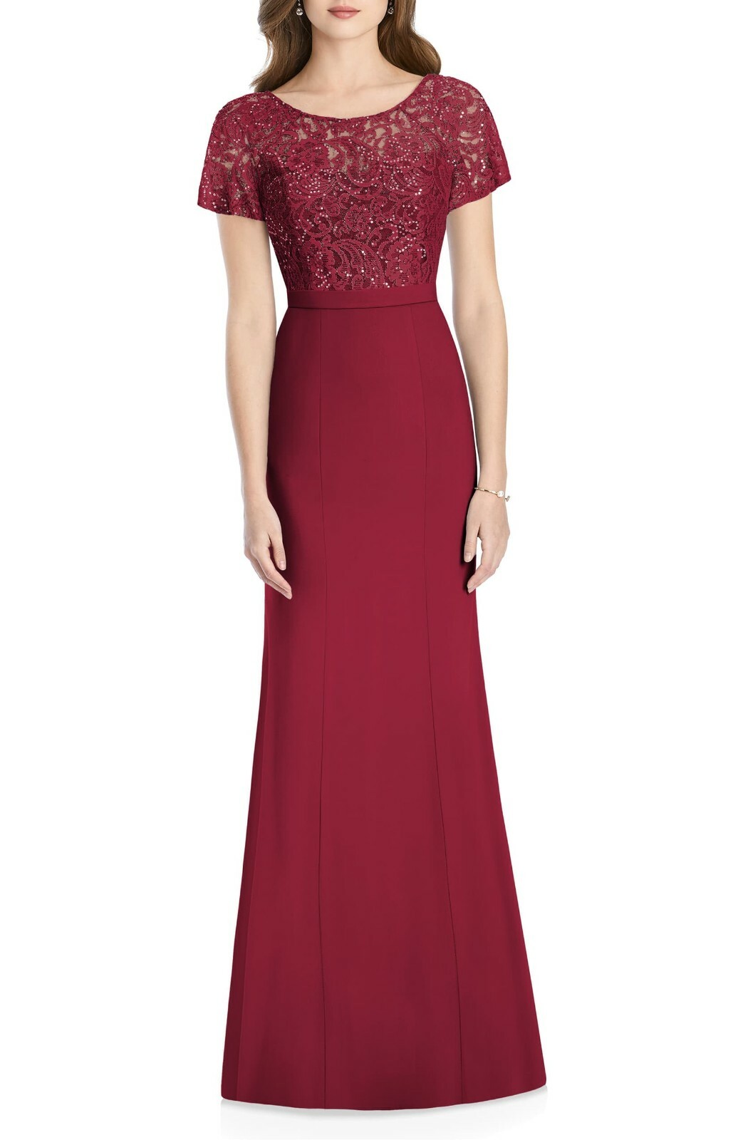 

JENNY PACKHAM JP1010 Бордовое красное кружевное платье с пайетками и развевающимися рукавами 12US NWD, Красный, JP1010