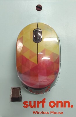 Surf Onn Wireless Mouse - black mouse with geometric print
