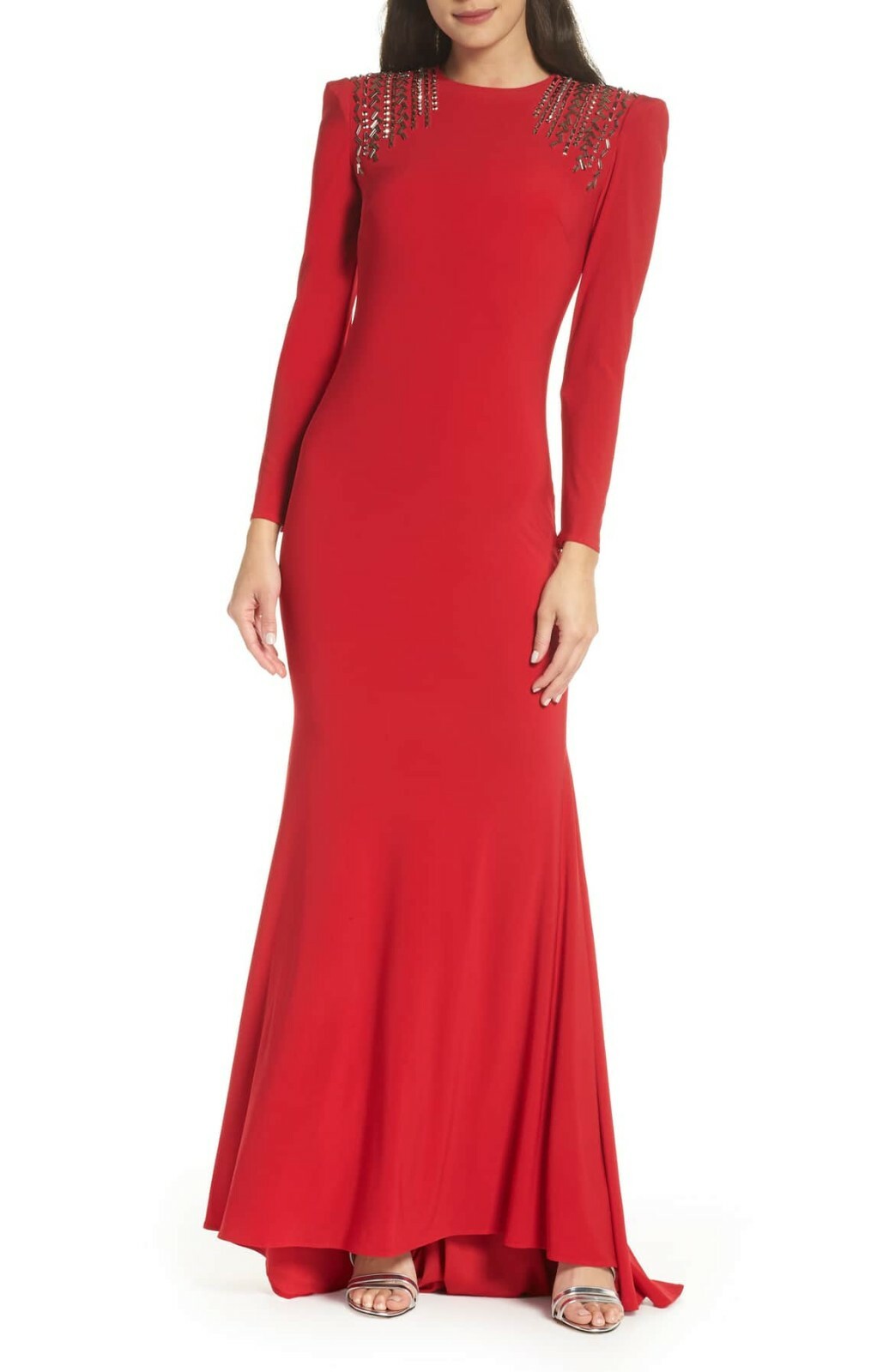 

IEENA for MAC DUGGAL Красное платье из эластичного джерси с заклепками на плечах,  NWD, Красный