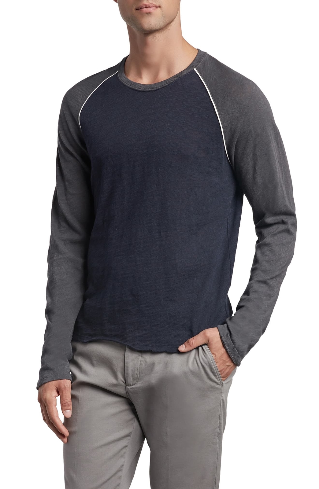 Atm Anthony Thomas Melillo 257834 Mens Long Sleeve Baseball T-Shirt Blue Size L