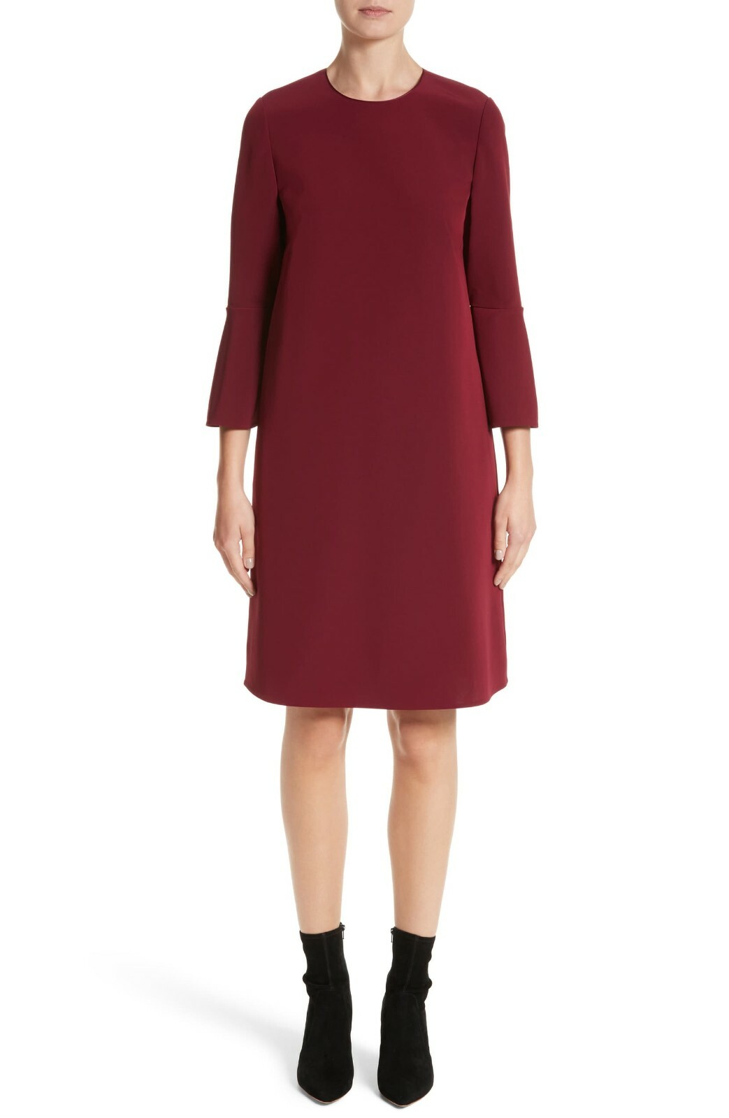 

LAFAYETTE 148 New York Wine Red SIDRA Платье из ткани Эмори с рукавами-колокольчиками и карманами, Красный, SIDRA
