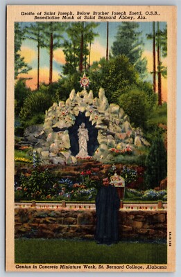 Ava Maria Grotto Benedictine Monk St Bernard Abbey AL C1940 Postcard W15