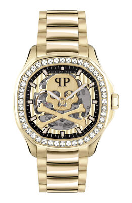 Модные часы Philipp Plein Mens IP из желтого золота с браслетом диаметром 42 мм