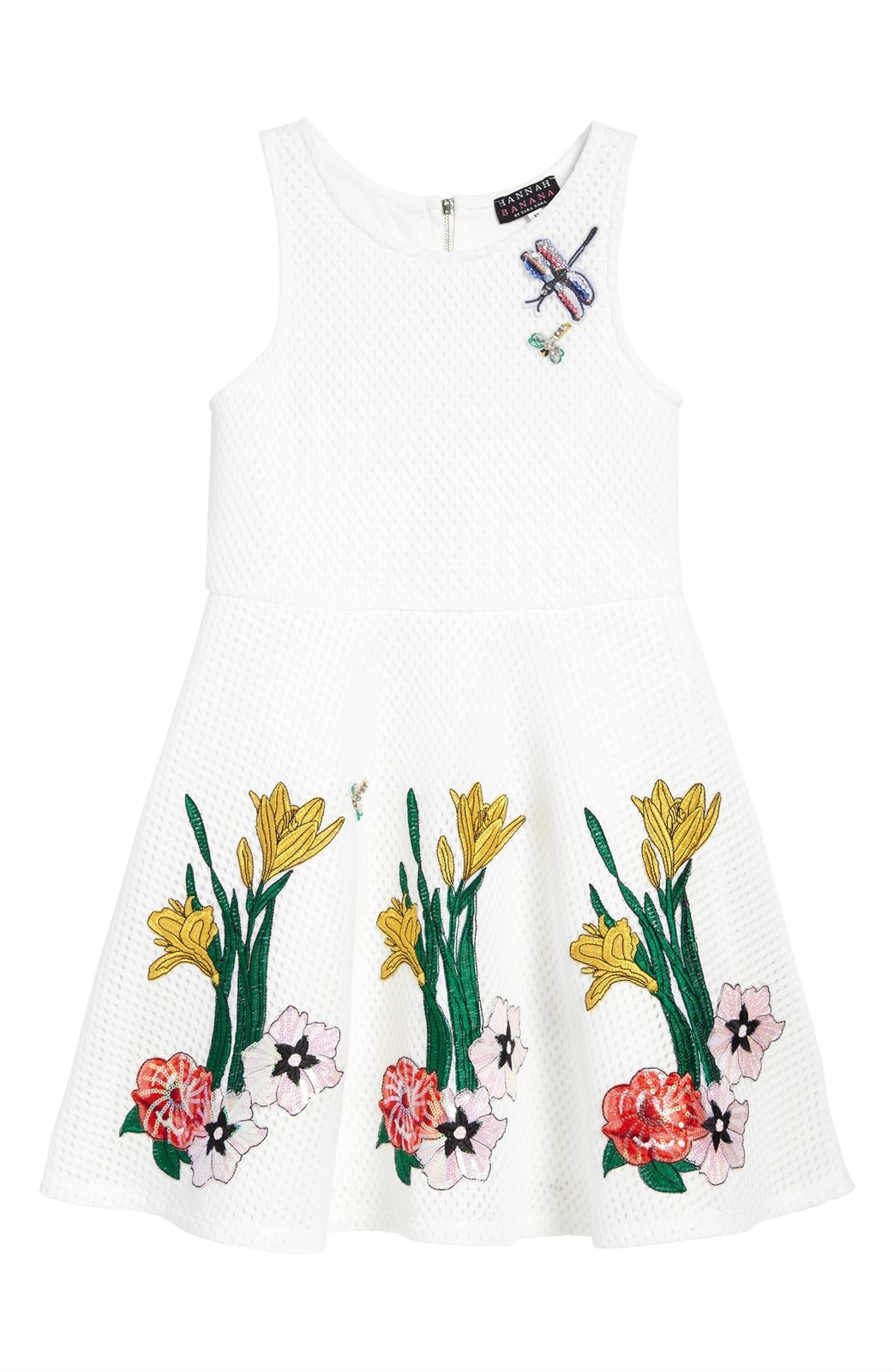 Hanna Banana 155516 Whimsical Appliqué Fit & Flare White Dress Size 8