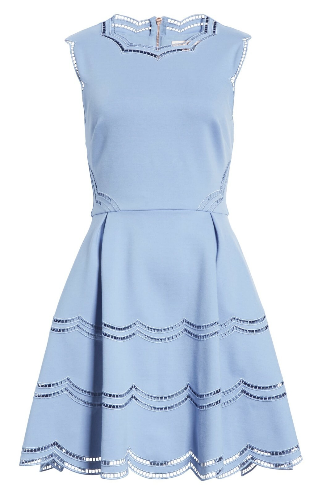 

TED BAKER London Синее вязаное платье с фестончатой отделкой и расклешенными люверсами Cammey  XS, Синий