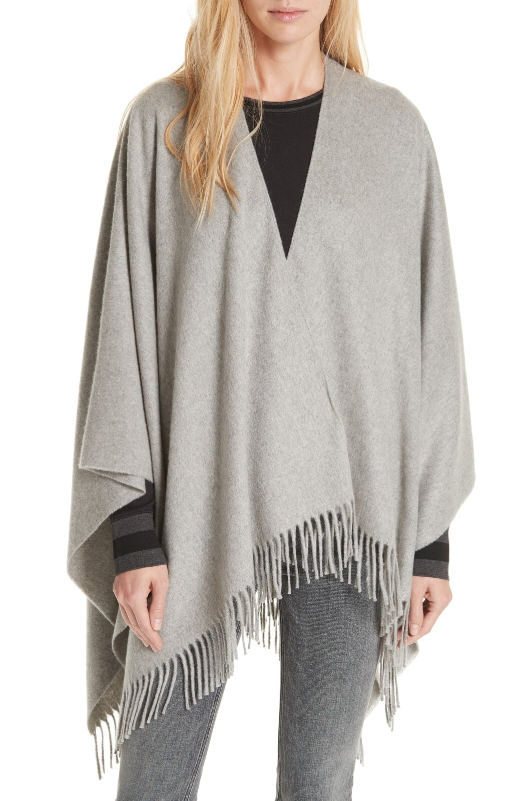 rag & bone Cashmere Poncho Women's One Size Heather Grey - Picture 1 of 14