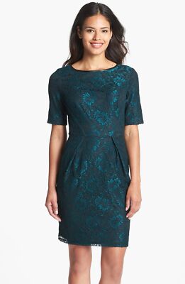 Donna Ricco Lace Sheath Dress Sz 8 Green