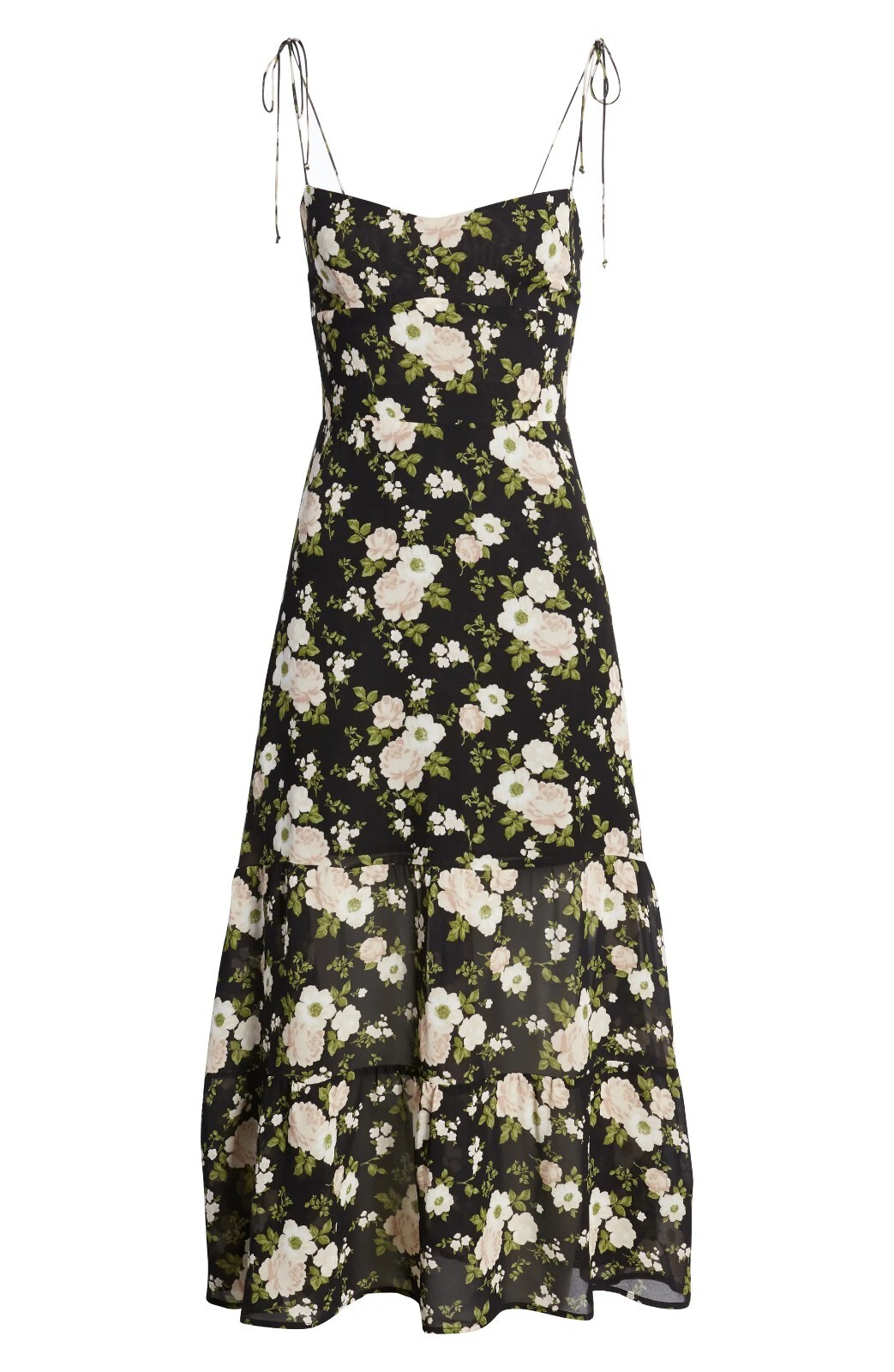 NWT Reformation Emmie Midi in Elizabeth Floral Tie Straps Georgette Dress 2  | eBay