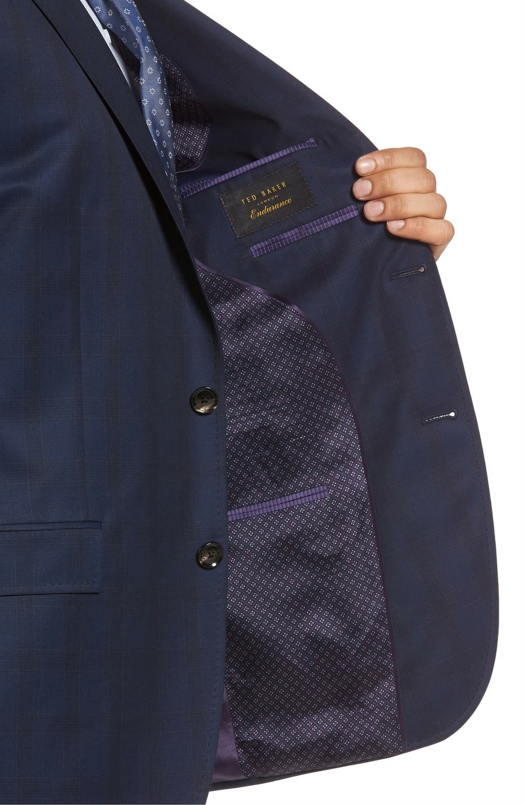 TED BAKER LONDON 158233 Men's Jay Trim Fit Plaid Wool Jacket Blue Sz. 36