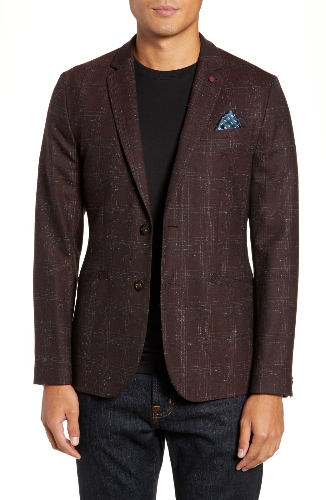 Pre-owned Ted Baker Men's Dar Boucle Dinner Suit Jacket Maroon Blazer Xl $525 Bb435 In Purple