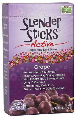 Now Foods Grape Slender Sticks Активный виноградный стик без сахара 12 (1,7 унции шт.) Стик