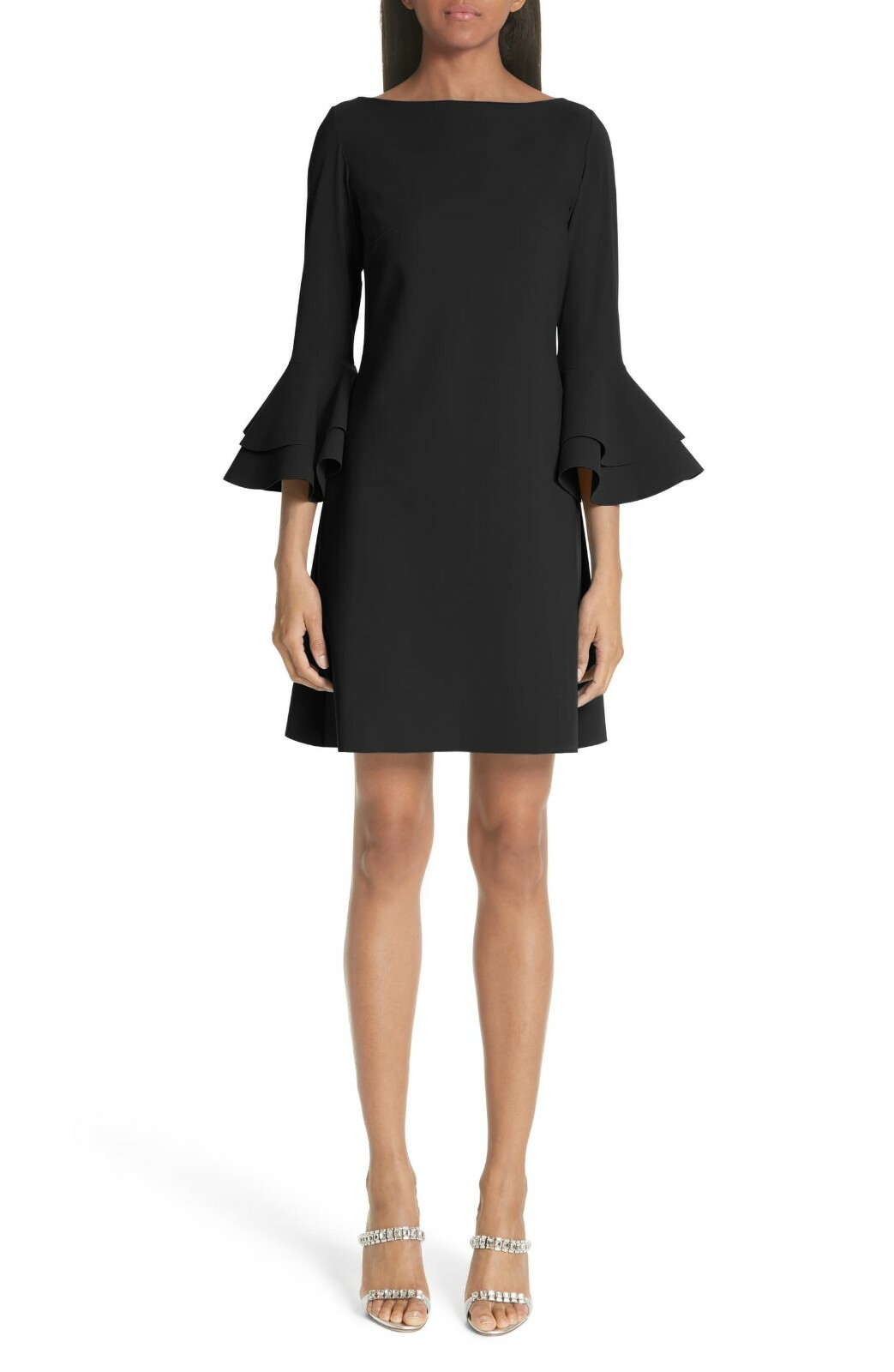 

CHIARA BONI La Petite Rose Black NATALIA Коктейльное платье LBD с рукавами-колокольчиками  м 44, Черный