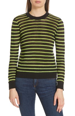 Veronica Beard Dean Stripe Linen Blend Sweater, Size Medium - Black